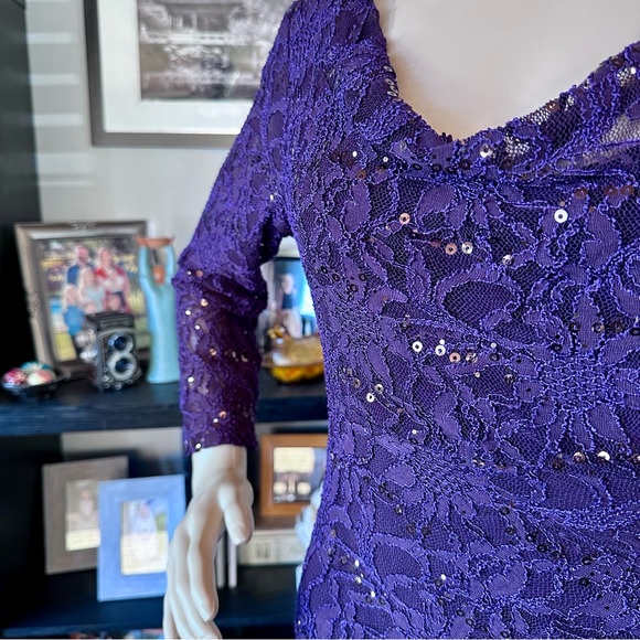Ralph Lauren Long-Sleeve Sequined Cocktail Dress - Picture 11 of 13